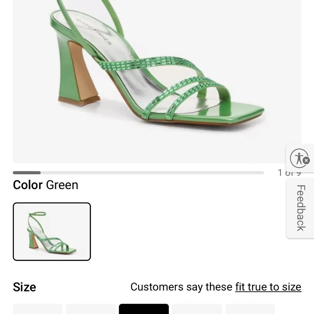 Marc Fisher Green Zalay Sandal Heel - Picture 1 of 3